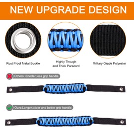 cartaoo Roll Bar Grab Handles Premium Paracord Grips Fit 2021 2022 Ford Bronco Accessories, Interior Accessories (Blue 4Pcs)