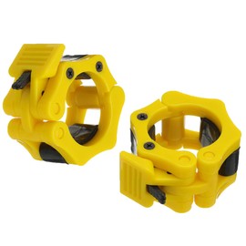Barbell Clamps Olympic Spinlock Collars Dumbbell Clips Weight Lifting Bar Lock Quick Release Professional Barbell Buckle 1 Pair for Gym Exercise Fitness Body Building 50 mm (Yellow)