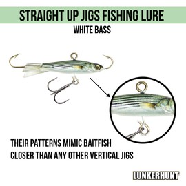 Lunkerhunt Straight Up Jigs for Bass Fishing | Ice Water Fishing Bait | Fast Sinking with Ultra-Sharp Hooks