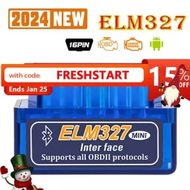 KINGBOLEN ELM327 OBD2 Bluetooth Diagnostic 12V Engine OBDII Car Auto Diagnostic Scanner