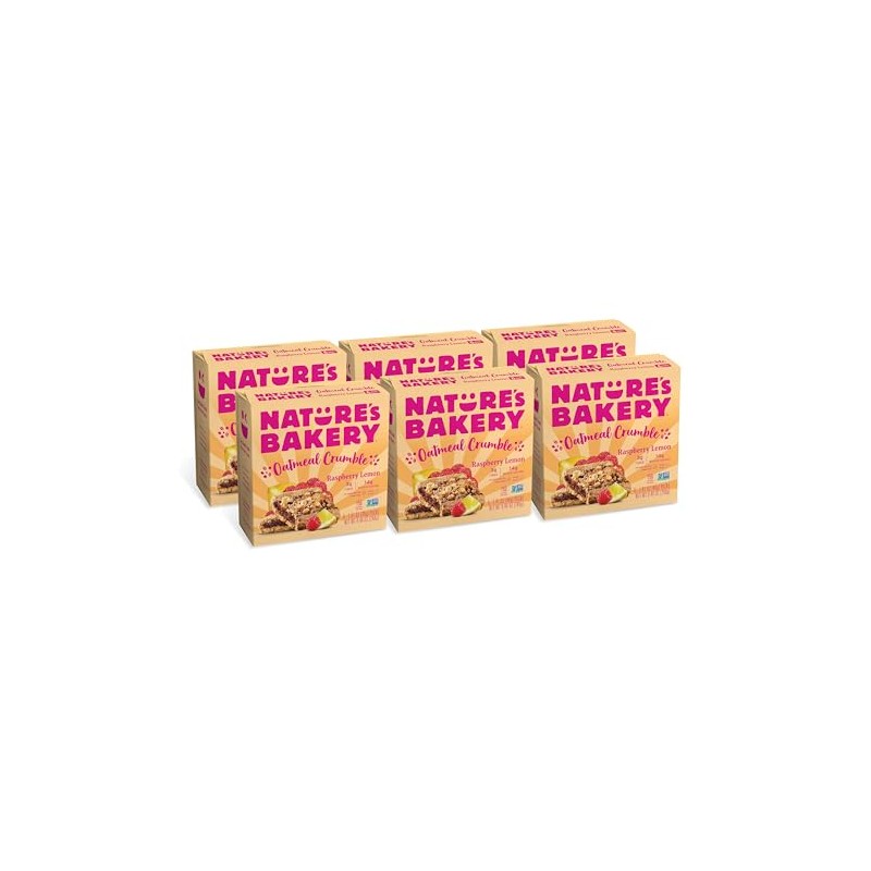 Nature's Bakery Oatmeal Crumble Bars, Raspberry Lemon, Real Fruit, Vegan,