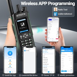 BAOFENG UV-32 Ham Radio Long Range 10W Rechargeable Walkie Talkies UV32 5RM K5 Handheld Two Way Radio NOAA Weather Radio with GPS,APP Programming,Copy Frequency,USB-C Charging for Survival Gear