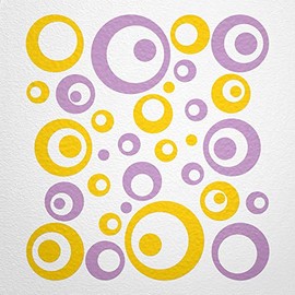 WANDfee® Wall Tattoo, Circles, Dots, 50 Stickers, Colour Choice For Children's Bedroom, Living Room, Hallway, Bathroom, Kitchen, Tile Stickers, purple