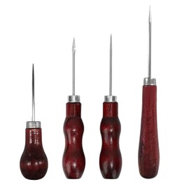 4 Pieces Wooden Handle Awl Tailors Awl Leather Sewing Tool DIY Handmade Maker Tool Professional Awl Tool Punch for Cutting Sewing Craft