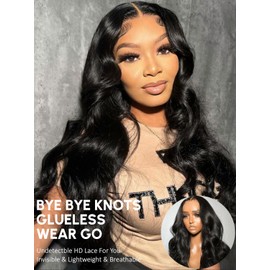 KLAIYI Body Wave Bye Bye Knots Glueless Wig 7x5 Pre Cut Lace Front Wigs Human Hair Wear and Go Wigs for Beginners Pre Bleached Pre Plucked Pre Everything 3S Easy to Ready to Wear Loose Wave Wig 20Inch