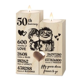 50th Golden Anniversary Wedding Gifts for Wife, Couples Gifts Candlestick,50th Wedding Anniversary Birthday Gifts for Wife from Husband,Golden Anniversary Presents for Wife Women,Fifty Years for Her