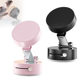 2PC Vacuum Suction Magnetic Phone Holder,Vacuum Magnetic Phone Stand,2025Upgraded Portable Foldable and Retractable Double-Sided Magnetic Phone Holder with All Smartphones Black+Pink