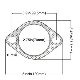 YGQ 3 Inch 76mm Exhaust Gasket 2 Bolt for Muffler Flange Manifold High Temperature Graphite w/Fire Ring 2 Pcs