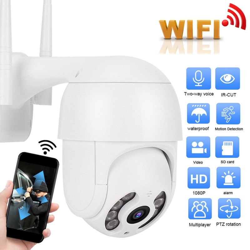 2in Waterproof PTZ Mini Dome Camera 1080P WiFi 8 Lights