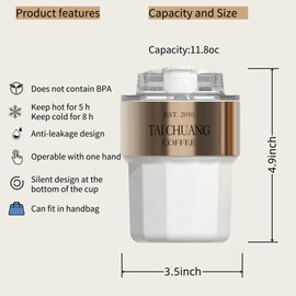 Jiskenis Travel coffee cupsPersonalized 12oz Travel Artistry Iced Coffee Cups with Lids - Perfect for Outdoor Parties & Office, 8h Heat Preservation, Lovely Birthday Present for Friends & Colleagues