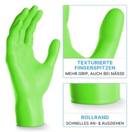 Arnomed Disposable Gloves, Green XS Nitrile Gloves, Disposable Gloves in Box of 100 Pieces, Gloves Disposable Powder-Free, Latex-Free Rubber Gloves, Disposable Gloves Available in XS, S, M, L and XL