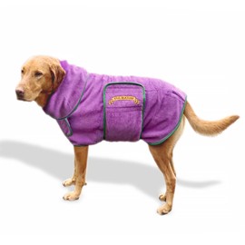TAIL BLAZERS™ Quality Dog Drying Coat Keeps Dog Warm After Walking, Rain Or A Shower. Dogs Bath Towel Dry Accessories. Soft Double Layer Microfibre Towel Robe. Machine Washable. (XL/Purple)