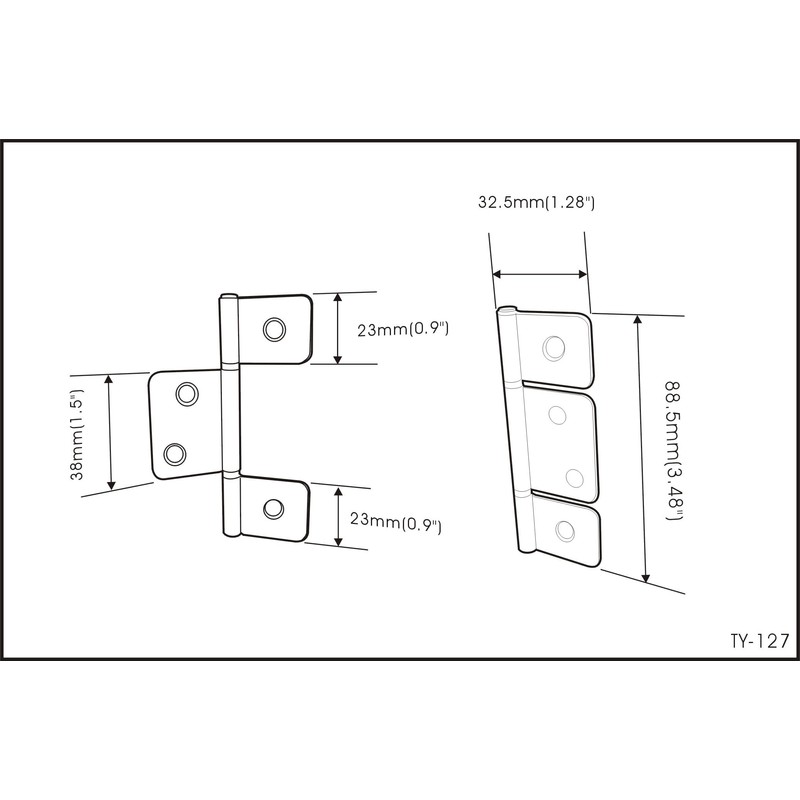 QCAA Flag Three Leaf 3-1/2" Bifold Shutter Hinge for Non-Mortise