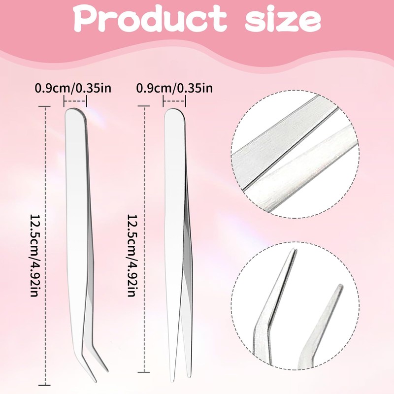 Simsky 2pcs Eyelash Extension Tweezers False Eyelash Extension Tweezers