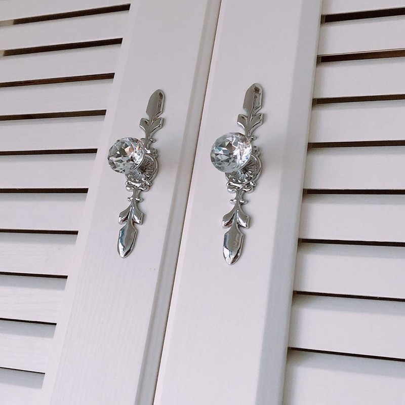 ESreake Drawer Dresser Knobs Pull Handles, 12 Pack Diamond Clear