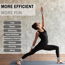 Wrist & Ankle Weights for Women Men, Adjustable Arm & Leg Weights Set of 2(1Lbs Each), Wearable Weighted Bracelet for Yoga, Pilates, Dance, Swimming, Running, Cardio, Gym Workouts (Grey)