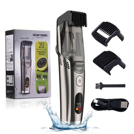 WILJOJ [springtok]Electric Vacuum Beard Trimmer, Face Shaver and Body Groomer,Adjustable Length Comb,IPX6 Waterproof,Digital Beard Trimmers,esthetician machine set - Color: Blue
