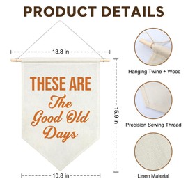 JMYROG These are The Good Old Days Canvas Hanging Pennant Flag, Farmhouse Porch Home Living Room Office Decor, Vintage Nostalgia Quote Banner, Motivational Gifts for Family Friend Coworker BFF