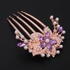 Chargances Boho Flower Purple Rhinestone Hair Comb Bride Wedding Pearl
