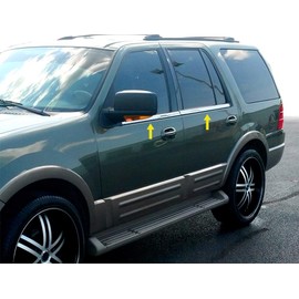 Made in USA! Compatible with 2003-2015 Ford Expedition W/Keypad 4PC Stainless Steel Chrome Window Sill Trim Overlay