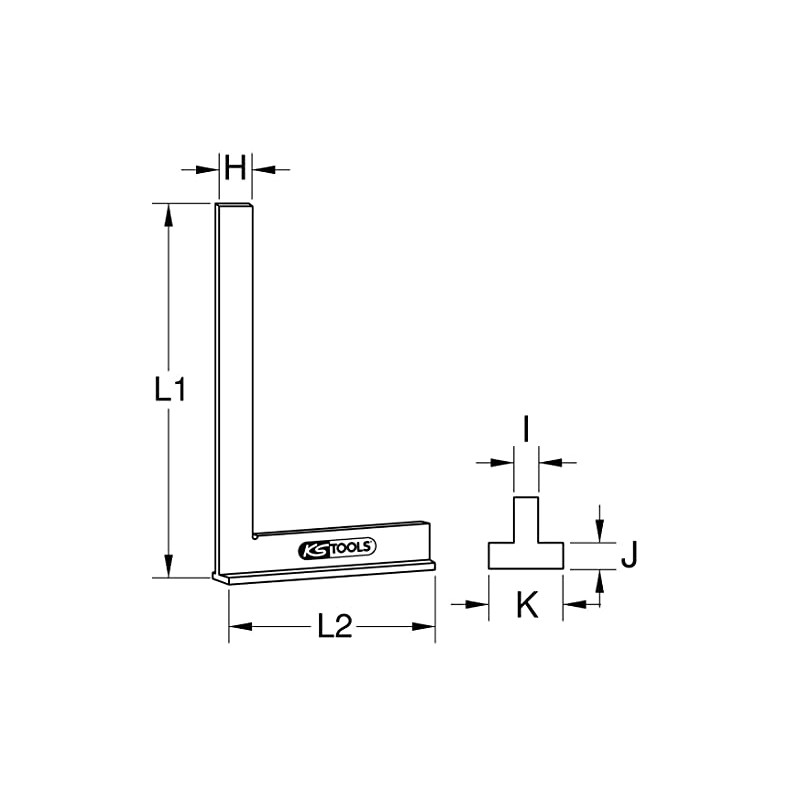 KS Tools 300.0212 Square with stock DIN 875/1, 200mm