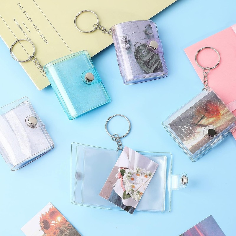 Mini Photo Album, Portable, Includes 3 Pieces, Pink + Blue