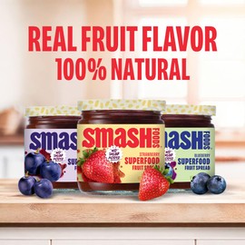 Smash Foods Jam, Variety 3-Pack Family Favorites | No Sugar Added, Naturally Sweet Jelly | Keto Friendly, Low Calorie, Low Carb | Non GMO, Upcycled, Vegan, Plant Based, Paleo | Strawberry, Concord Grape, Blueberry