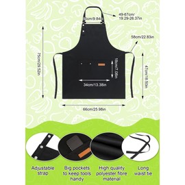 Moliwulong 2 Pack Kitchen Apron for Women, Grey Black Chef Cooking Apron with Pockets and Adjustable Neck Strap, Canvas Waterproof Apron for Hairdressing Gardening Home Kitchen Restaurant