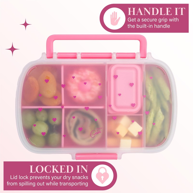 Paris Hilton 2-Pack Bento Style Snack Boxes, 7-Compartment Lunch Containers