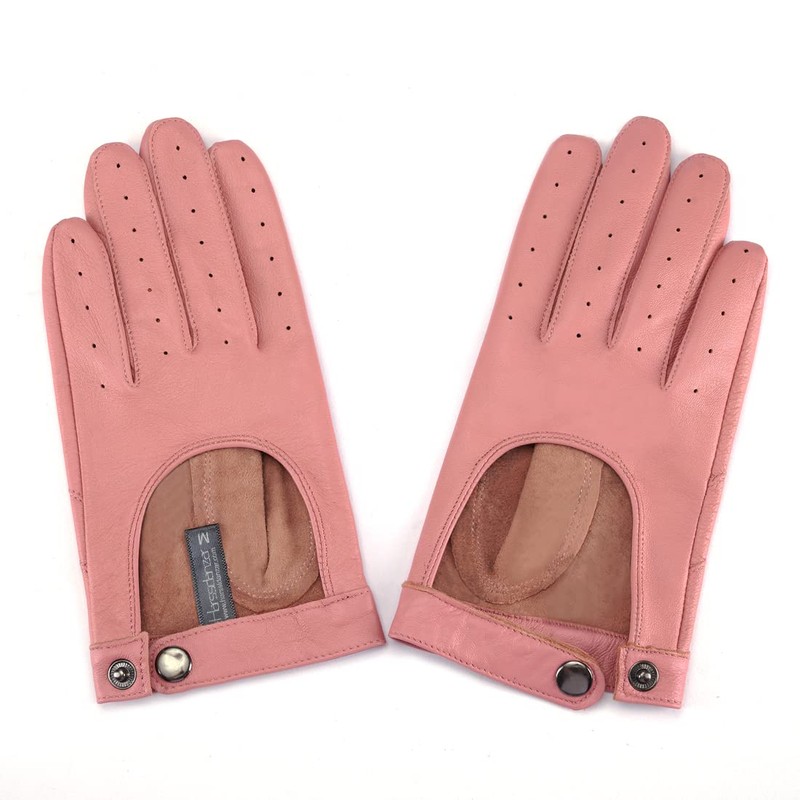 [Harssidanzar] Women's Genuine Leather Driving Gloves, Shearling Driving Ladies Touch