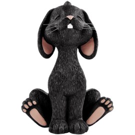 JFSM INC. Black Bunny Figurine Cute Collectible - Happy Bunny Collection - Easter Decorations, Cute Bunny Gifts, Gifts for Bunny Lovers, Sacred Rabbit:
