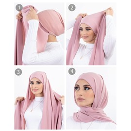 Medine Silk Hijab with Integrated Hat Made in Turkey for Muslim Women, brick red