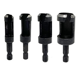 4PCS Wood Plug Cutter Drill Bit Set,5/8" 1/2" 3/8" 1/4" Cutting Tool Cork Drill Bit Knife(1/4Inch Hex Shank)