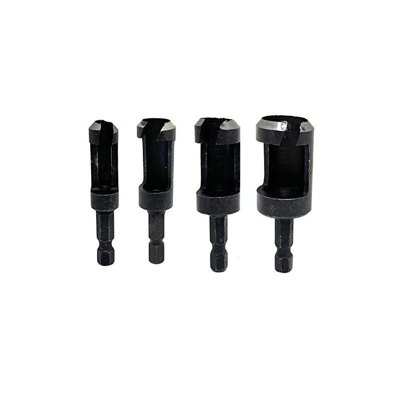 4PCS Wood Plug Cutter Drill Bit Set,5/8" 1/2" 3/8" 1/4"