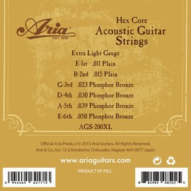 ARIA AGS-200XL Acoustic Guitar Folk Guitar Strings Extra Light Extra Light Phospherbrons