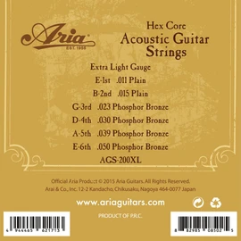 ARIA AGS-200XL Acoustic Guitar Folk Guitar Strings Extra Light Extra Light Phospherbrons