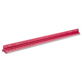 Alumicolor Aluminum Engineer Solid Drafting Scale, 12IN, Red