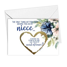 Maid of Honor Proposal Scratch Off Card For Niece Navy and Blush | Will You Be My Maid of Honor Proposal Card from Bride and Groom (Niece Maid of Honor1)