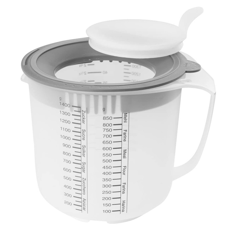 Dr. Oetker 1802 measuring cup with lid, gray, transparent, 1.4