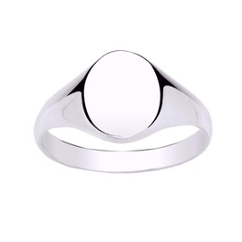 MENS Plain Polished Heavyweight Oval Signet Ring - Engravable - 925 Sterling Silver - Size U