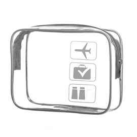 KINDOYO Clear Travel Toiletry Bag - Transparent Makeup Bag with Zippers Aeroplane Bags PVC Waterproof Cosmetic Bag Wash Bag Shower Bag Travel Accessories Bag for Women Men (Grey)