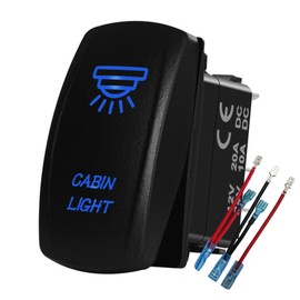 BACAUTOPARTS - Luces LED azules de cabina con cables de puente interruptor de palanca de encendido y apagado 5P para coche, barco, camión, caravana, camioneta, remolque, viaje, 12 V/20 A, 24 V/10 A