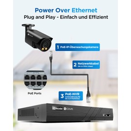 4COVR 4K PoE Outdoor Surveillance Camera (8MP) - Bullet IP Camera with Dual Light Full Colour Night Vision, AI Person/Vehicle Detection, Two-Way Audio, MicroSD (256GB), DLY37YB8MA