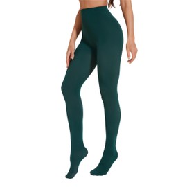 DUCMODA Women's High Waist 80 Denier Soft Elastic Semi-Opaque Solid Color Footed Tights (S-M, Forest Green)