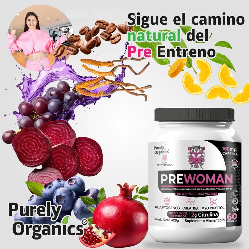 Prewoman Óxido Nítrico Para Mujeres, Purely Organics 60 Servicios
