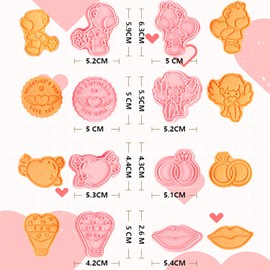 PTaizjjz Valentine's Day Cookie Cutter Set,8 PCS Plastic Wedding Cookie Cutters,Pressable Embossing Cutters Tools for Valentine DIY Baking Supplies
