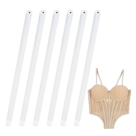 6Pcs Precut Steel Corset Boning, 11.8inch Metal Boning Spring Steel White Corset Boning Stays Corset Busk Steel Boning Support for Sewing Underwear Wedding Dress Corset Making Supplie