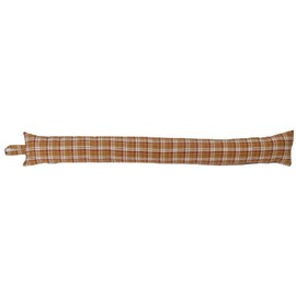 Classic Home Store Poly Wool Check Draught Excluder Fabric Extra Long Door Draft Stopper Brown Red (5ft)
