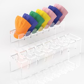 GTI Hat Organizer,2 Packs Hat Rack,No Install Hat Organizer for Baseball Caps,Acrylic Hat Holder Stand,Display and Organizers for 14 Baseball Caps for Bedroom, Closet, Dresser (Clear)