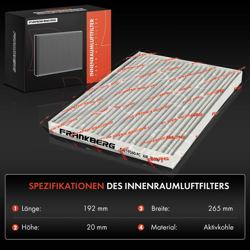 Frankberg 2 x Cabin Air Filter Pollen Filter with Activated